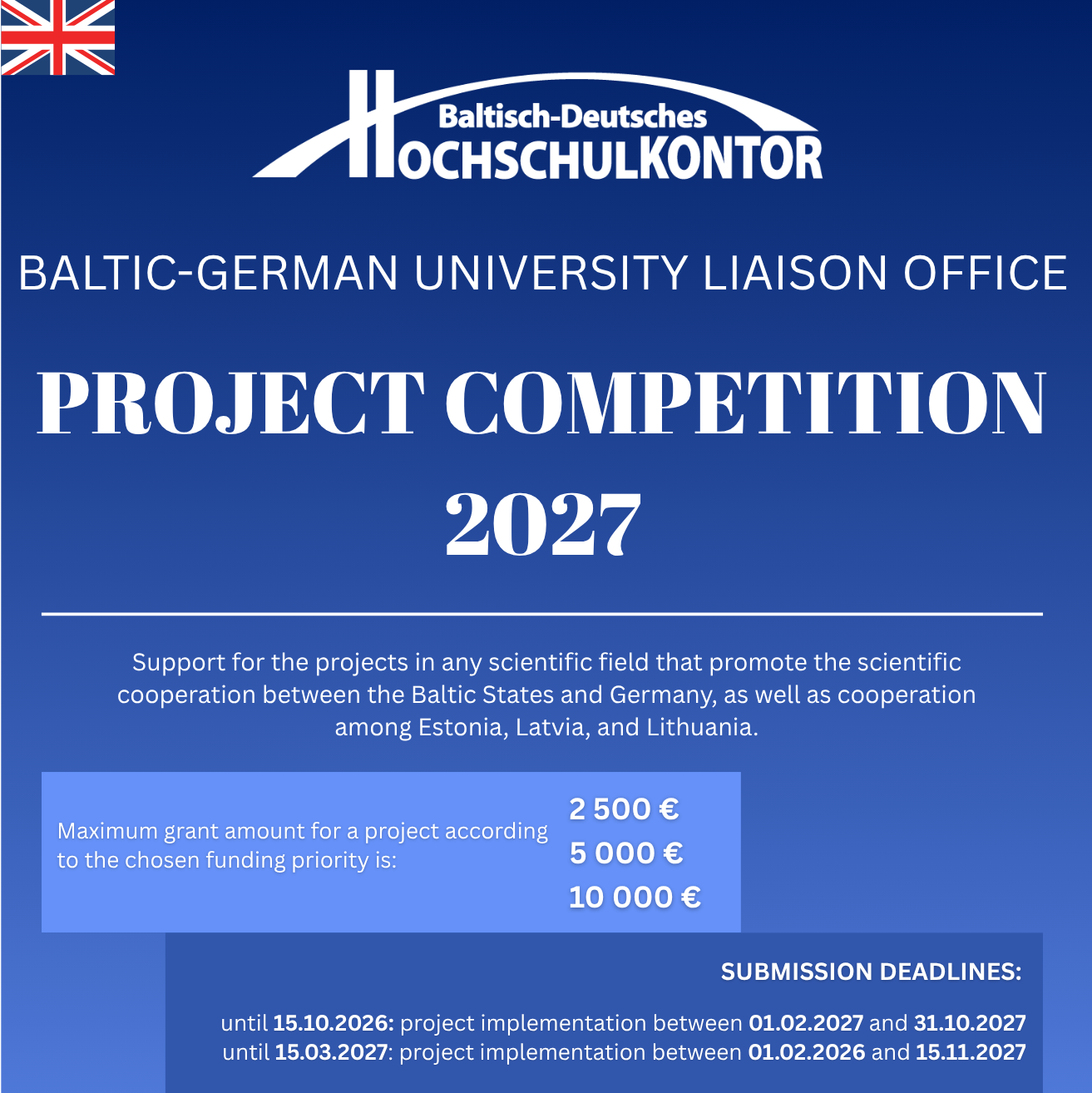 Baltic-German University Liaison Office Announces 2027 Project Competition
