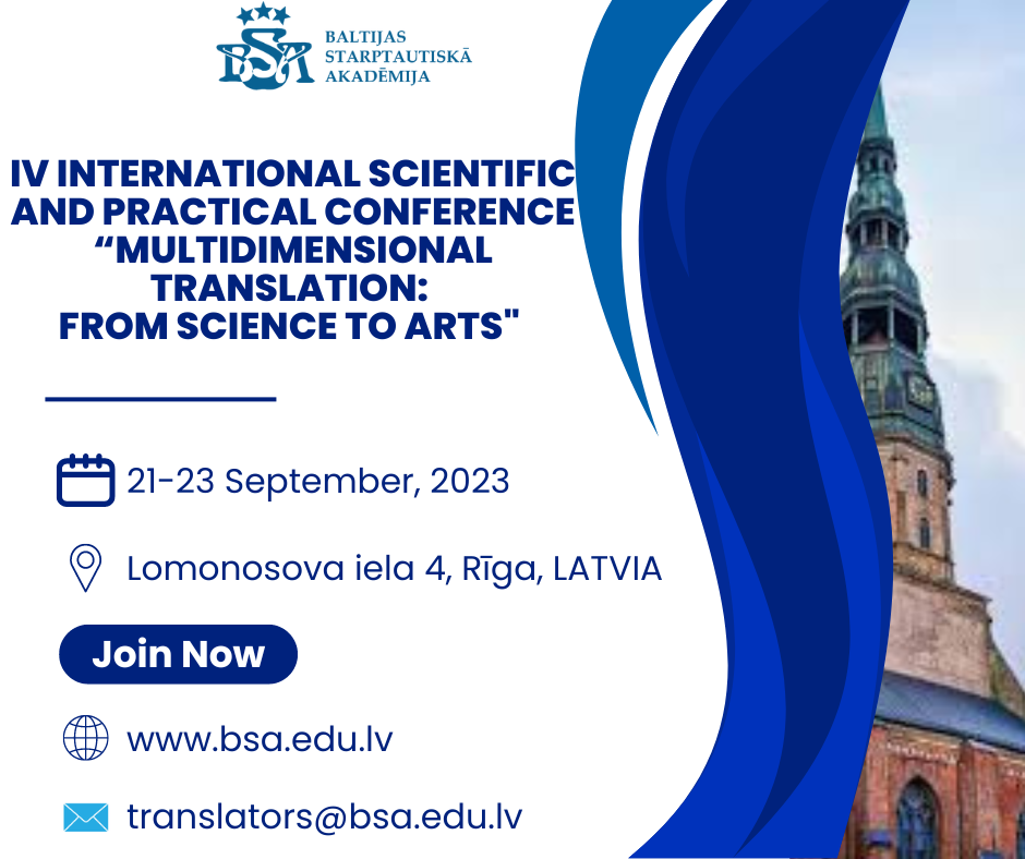 4th International Scientific and Practical Conference Multidimensional Translation: From Science to Art 