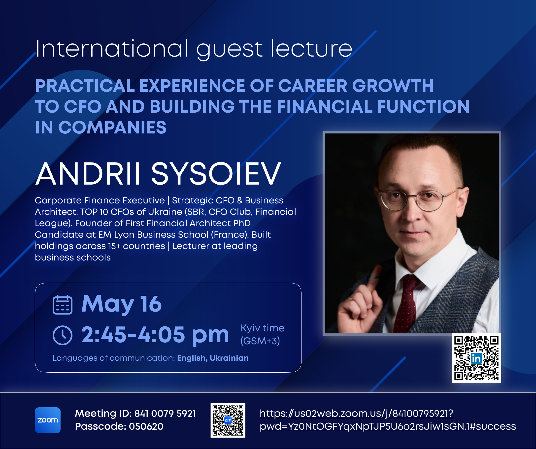 Guest lecture "Practical Experience: Growing into the Role of CFO and Building a Finance Function in a Company"